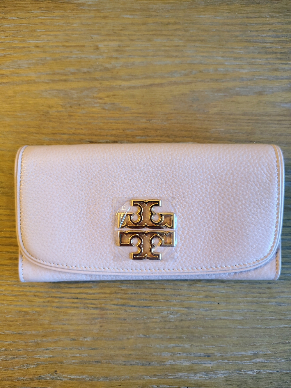 NWT Tory Burch Britten Duo Envelope Continental Wallet Light Oak 43496